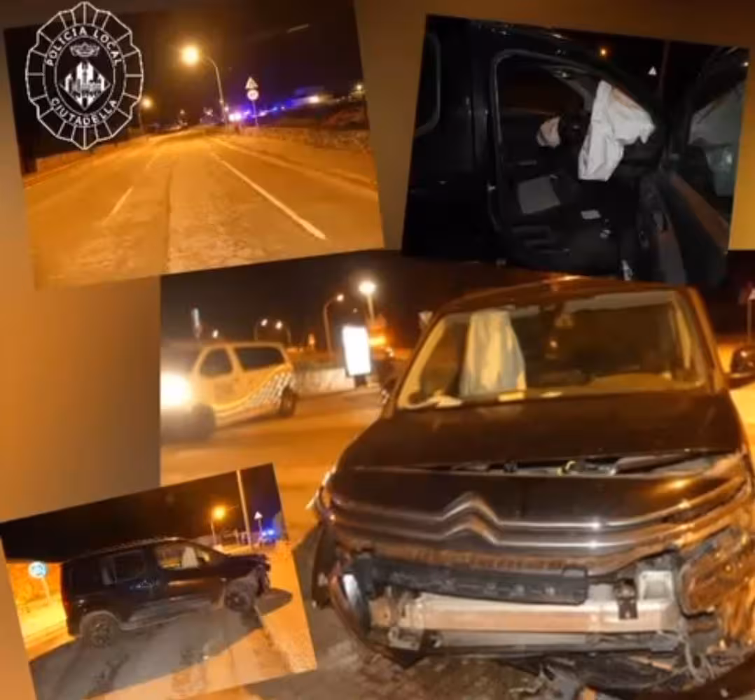Accidente en Ciutadella: detienen a un conductor ebrio tras intentar darse a la fuga